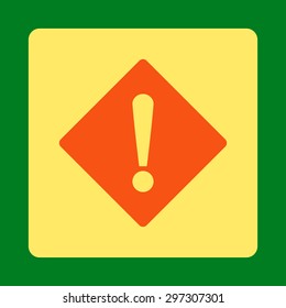 Error icon from Primitive Buttons OverColor Set. This rounded square flat button is drawn with orange and yellow colors on a green background.