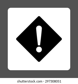 Error icon from Primitive Buttons OverColor Set. This rounded square flat button is drawn with black and white colors on a gray background.