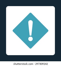 Error icon from Primitive Buttons OverColor Set. This rounded square flat button is drawn with blue and white colors on a dark blue background.