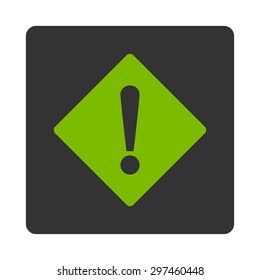 Error icon from Primitive Buttons OverColor Set. This rounded square flat button is drawn with eco green and gray colors on a white background.