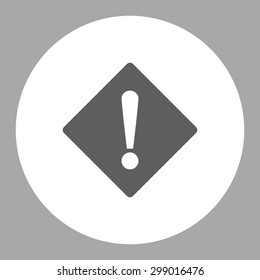 Error icon from Primitive Round Buttons OverColor Set. This round flat button is drawn with dark gray and white colors on a silver background.