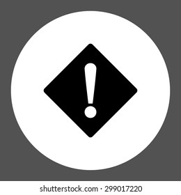 Error icon from Primitive Round Buttons OverColor Set. This round flat button is drawn with black and white colors on a gray background.