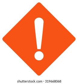 Error icon from Primitive Set. This isolated flat symbol is drawn with orange color on a white background, angles are rounded.