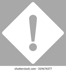 Error icon from Primitive Set. This isolated flat symbol is drawn with white color on a silver background, angles are rounded.