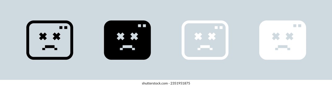 Error icon set in black and white. Disconnect network signs vector illustration.