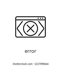 Error icon. Trendy modern flat linear vector Error icon on white background from thin line Programming collection, editable outline stroke vector illustration