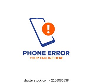 Error, mensaje de información sobre el diseño del logotipo del smartphone.  Diseño e ilustración del vector de error del sistema.
