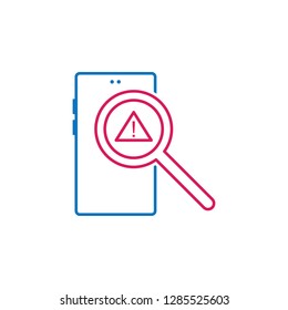 error, inspect, phone, search icon. Element of mobile and smartphone icon for mobile concept and web app. Detailed error, inspect, phone, search icon can be used for web and mobile