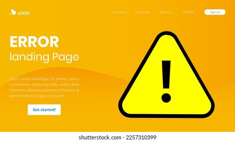 error landing page design and warning illustration