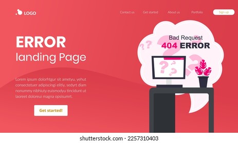 error landing page design and warning illustration