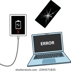 Error laptop, tab, broken Phone 