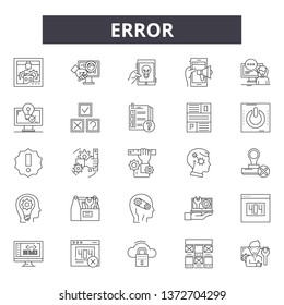 Error line icons, signs, vector set, outline illustration concept 