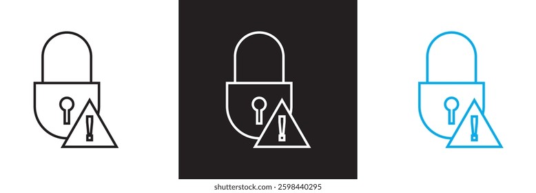 Error lock line icon, Unsafe password protection design concept vector for app ads web banner button UI  elements . Vector illustration. isolated on white and black background. EPS 10