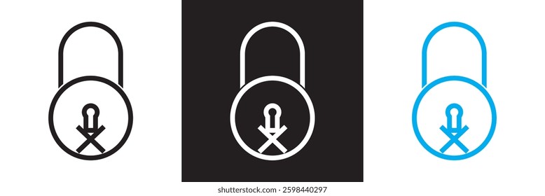 Error lock line icon, Unsafe password protection design concept vector for app ads web banner button UI  elements . Vector illustration. isolated on white and black background. EPS 10