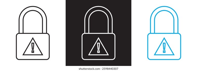 Error lock line icon, Unsafe password protection design concept vector for app ads web banner button UI  elements . Vector illustration. isolated on white and black background. EPS 10