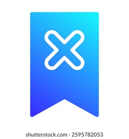 Error Mark Icon, Cancel Button Sign, Blue Gradient