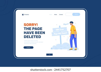 Error message 404 page not found illustration on landing page design