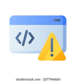 programa de código de alerta de mensajes de error icono aislado único con estilo suave