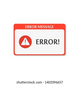 error message box on computer with shadow, vector