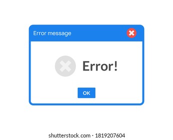 Error message computer window alert popup. System error vector icon failure pc interface