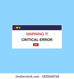 Error message computer window alert popup. System error vector icon failure pc interface