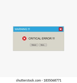 Error message computer window alert popup. System error vector icon failure pc interface
