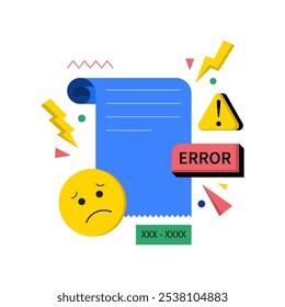 Error message or not found page concept in flat trendy color. Vector design for web page, landing page, apps, ui or social media