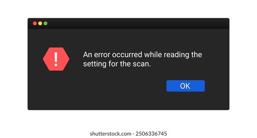 Error message on computer screen. Modern warning messages in black color. Fatal system crash notification.