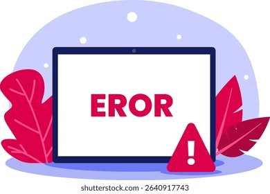 Error Message on Computer Screen  Flat Vector Illustration of Warning Notification, System Failure