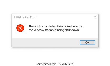 Error message on computer window screen, vector element of pc operating system user interface, ui or gui. Warning or alert popup window with software program or hardware device error notification