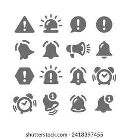 Error message and signal, notification icon set. Exclamation point warning and alarm vector icons.