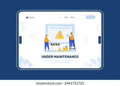 Error message site under maintenance illustration on landing page design