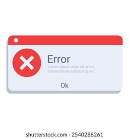Error message window is appearing on a screen with a red cross mark