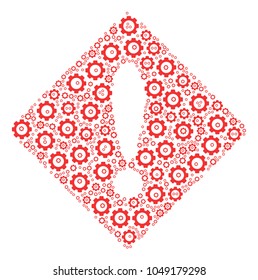Error mosaic of cog wheels. Vector gear wheel icons are grouped into error mosaic.