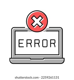 error on laptop display color icon vector. error on laptop display sign. isolated symbol illustration