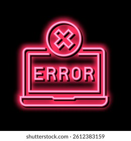error on laptop display neon light sign vector. error on laptop display illustration