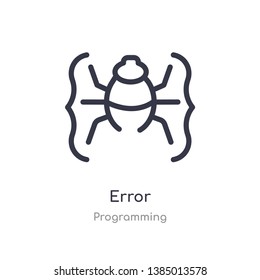 error outline icon. isolated line vector illustration from programming collection. editable thin stroke error icon on white background
