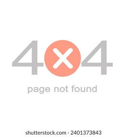 Error page 404, vector template for website, isolated in white background. Vector illustration.