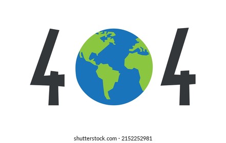 Error page 404 web design with globe
