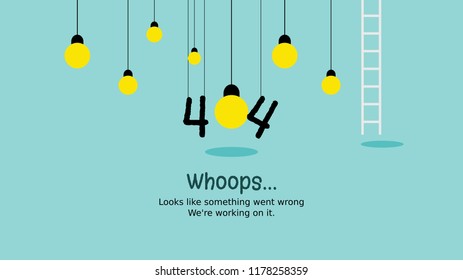 Error page 404.message information for website.web banner hanging lamp concept