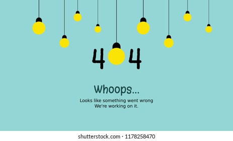 Error page 404.message information for website.web banner hanging lamp concept