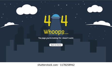 Error page 404.message information for website.web banner city night concept