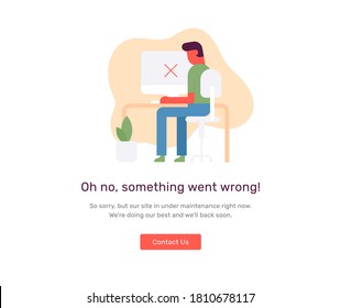 error page concept, man character, oooh something went wrong, ui, ux, web elements