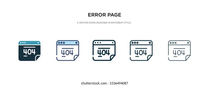 error page icon in different style vector illustration. two colored and black error page vector icons designed in filled, outline, line and stroke style can be used for web, mobile, ui