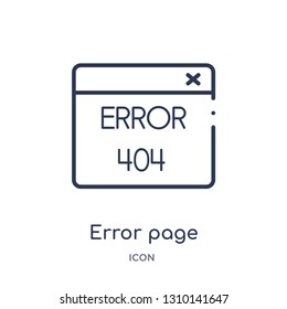 error page icon from user interface outline collection. Thin line error page icon isolated on white background.