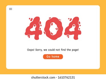 Error page illustration. 404 error page design concept. 404 blood inscription on a fresh  web background. Simple flat vector cartoon illustration.