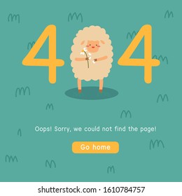 Error page illustration. 404 error page design concept. Digital abstract concept. Colorful stylish vector illustration for branding, cover, poster, print or web design. Sheep in the field.
