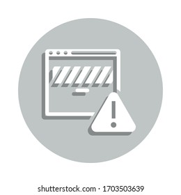 Error page, under construction banner, website alert badge icon. Simpleglyph, flat vector of Internet security icons for ui and ux, website or mobile application