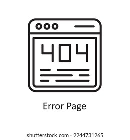 Error Page Vector Outline Icon Design illustration. Business And Data Management Symbol on White background EPS 10 File