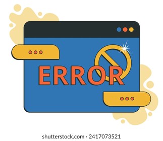 Error Page window. Concept of 404 page not found, online service notification. Cool and trendy vector illustration.